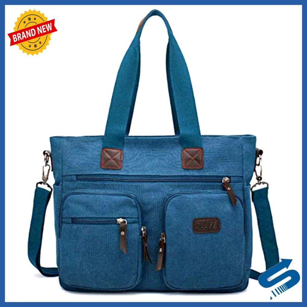 Canvas Satchel Handbag Top Handle Shoulder Tote Messenger Crossbody Travel Work - Picture 2 of 7